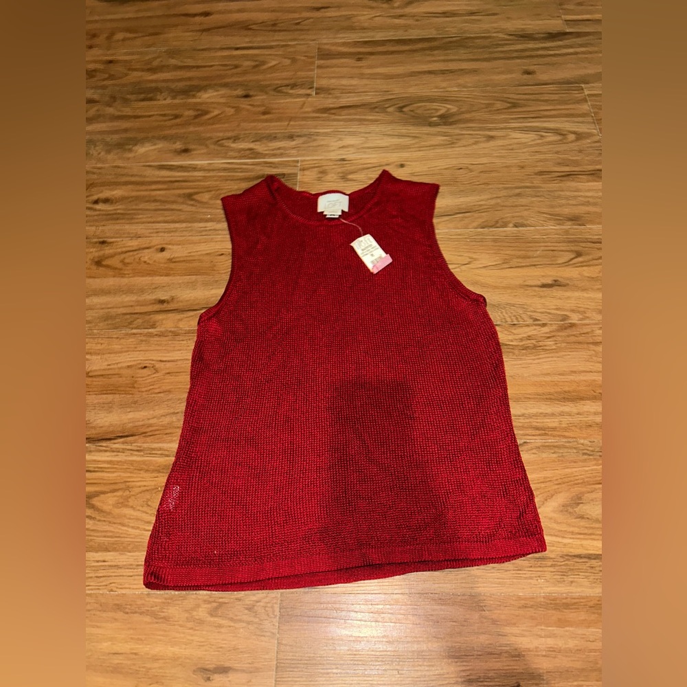 Red knit ann taylor loft tank top